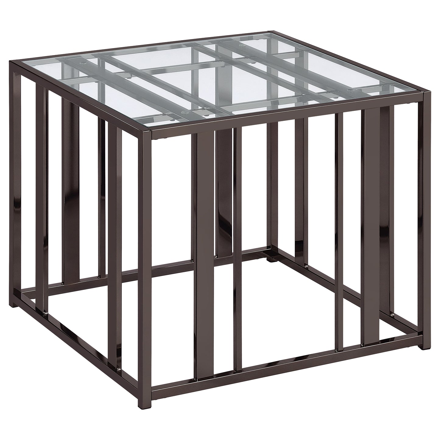 Adri Rectangular Glass Top End Table Clear and Black Nickel