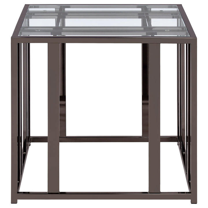 Adri Rectangular Glass Top End Table Clear and Black Nickel