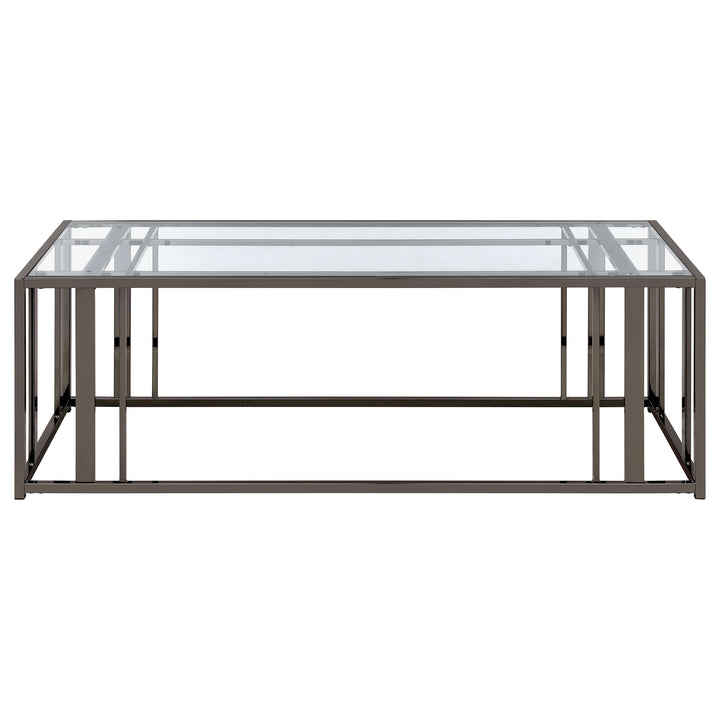 Adri Rectangular Glass Top Coffee Table Clear and Black Nickel