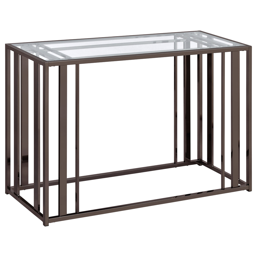 Adri Rectangular Glass Top Sofa Table Clear and Black Nickel