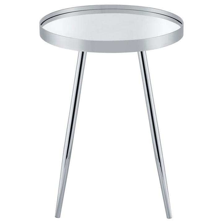 Kaelyn Round Mirror Top End Table Chrome