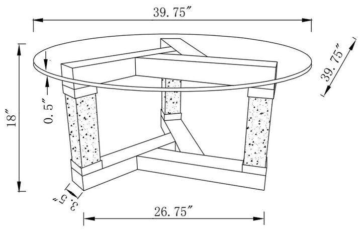 Octave Square Post Legs Round Coffee Table Mirror