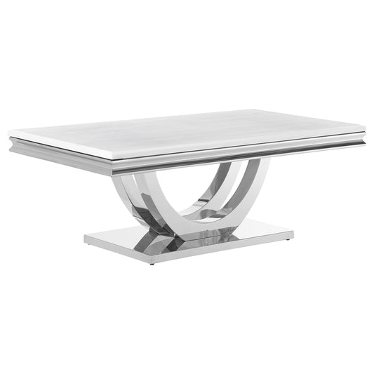 Kerwin U-base Rectangle Coffee Table White and Chrome