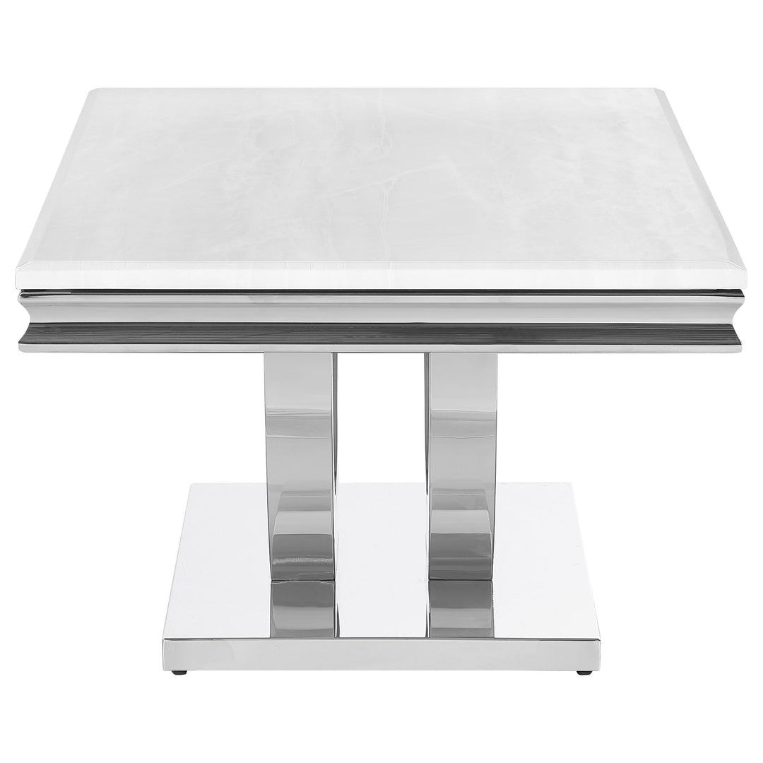 Kerwin U-base Rectangle Coffee Table White and Chrome