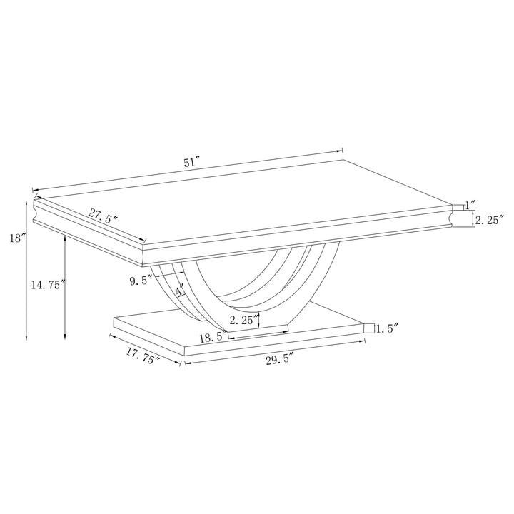 Kerwin U-base Rectangle Coffee Table White and Chrome