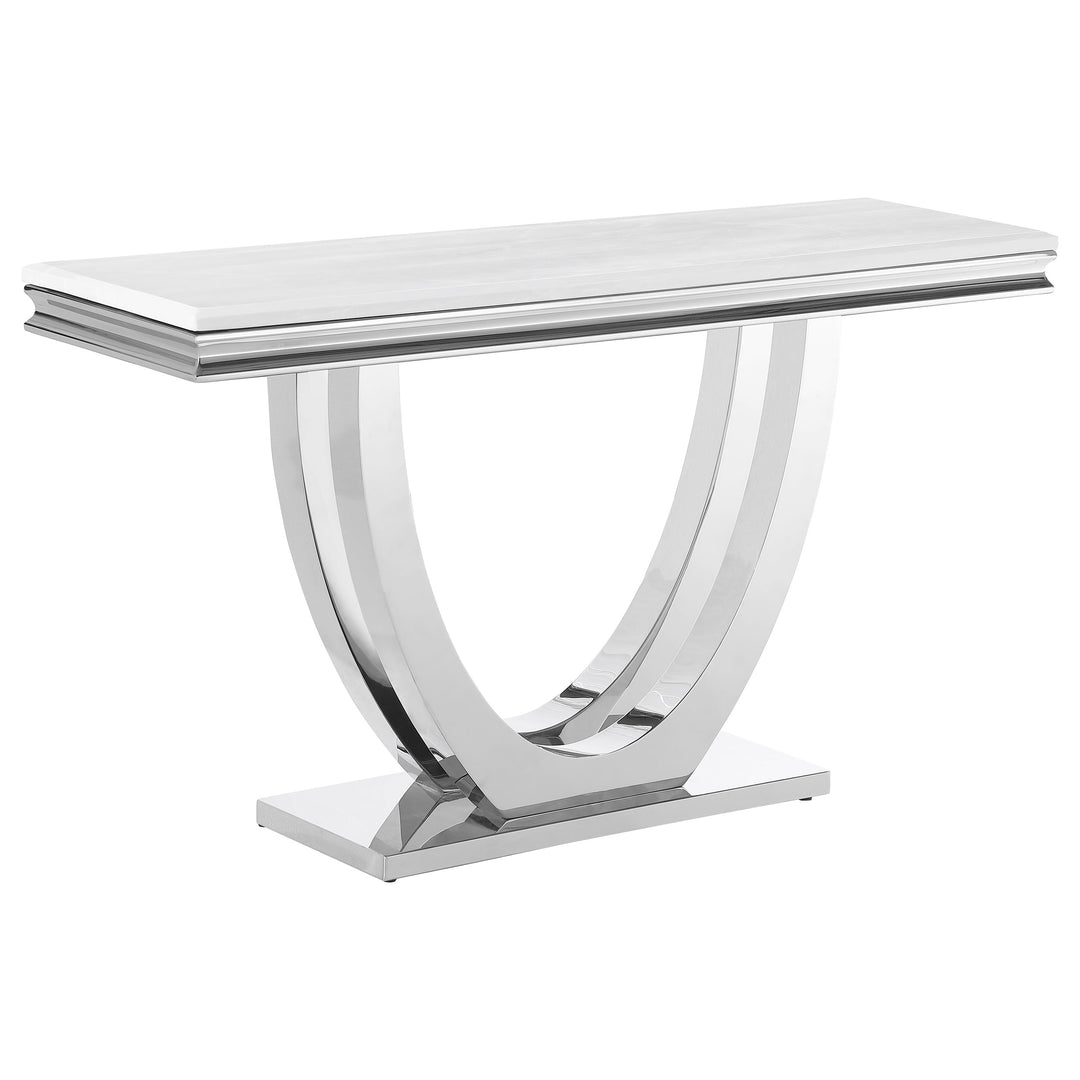 Kerwin U-base Rectangle Sofa Table White and Chrome