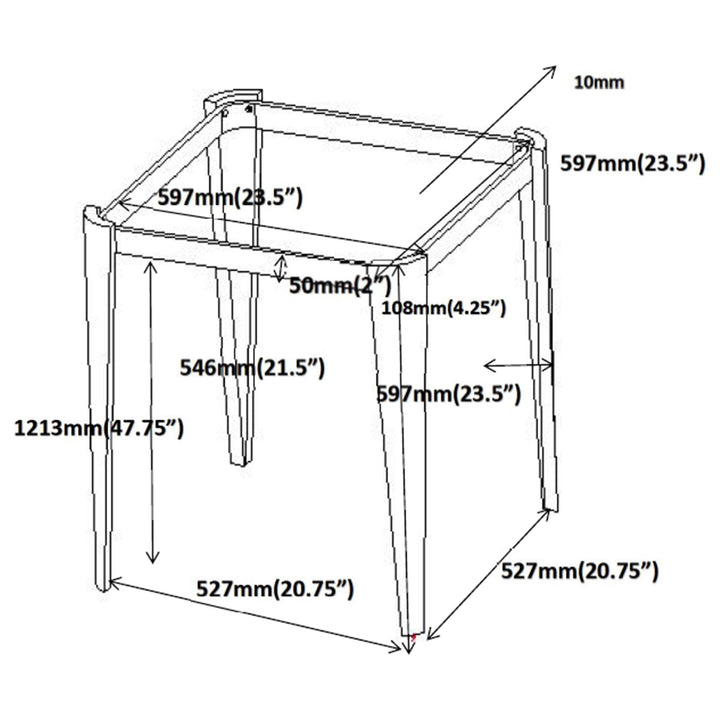 Square Glass Top End Table Silver and Grey