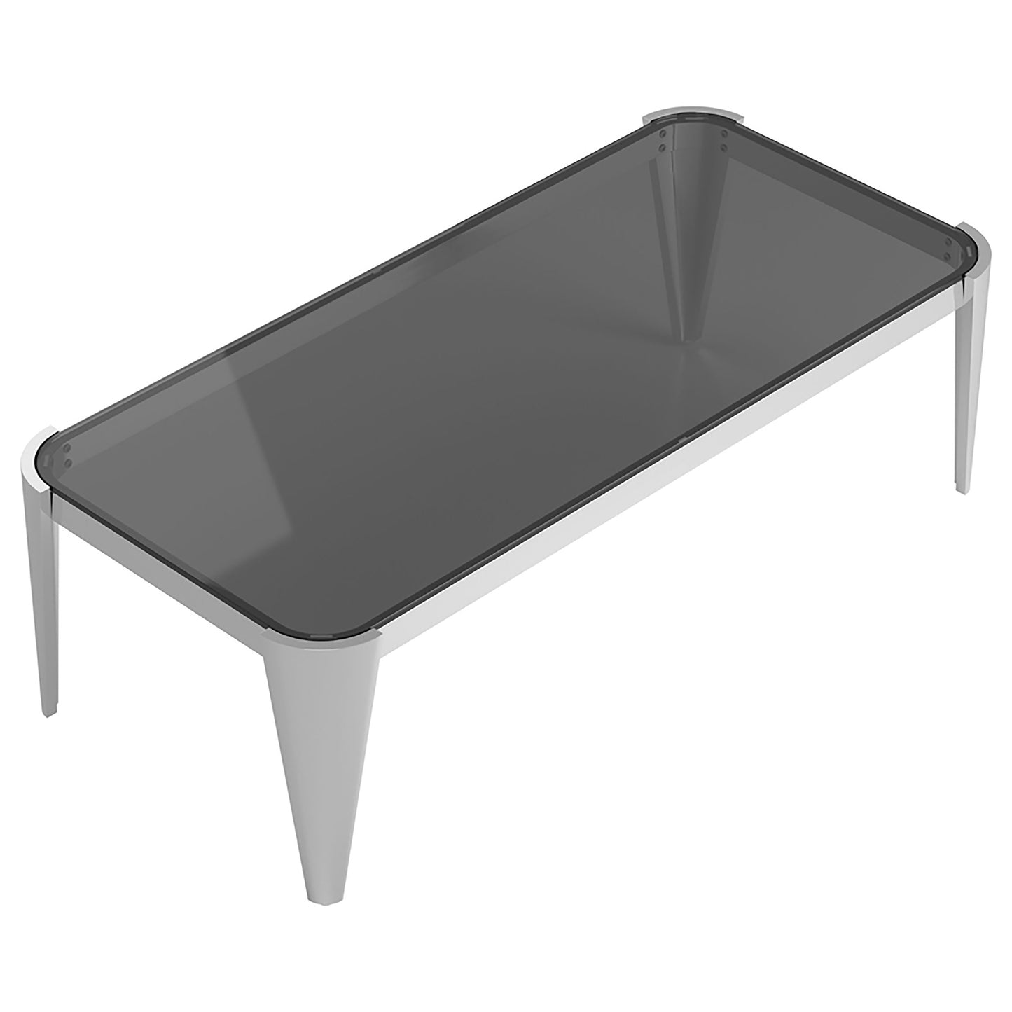 Rectangle Glass Top Coffee Table Silver and Grey