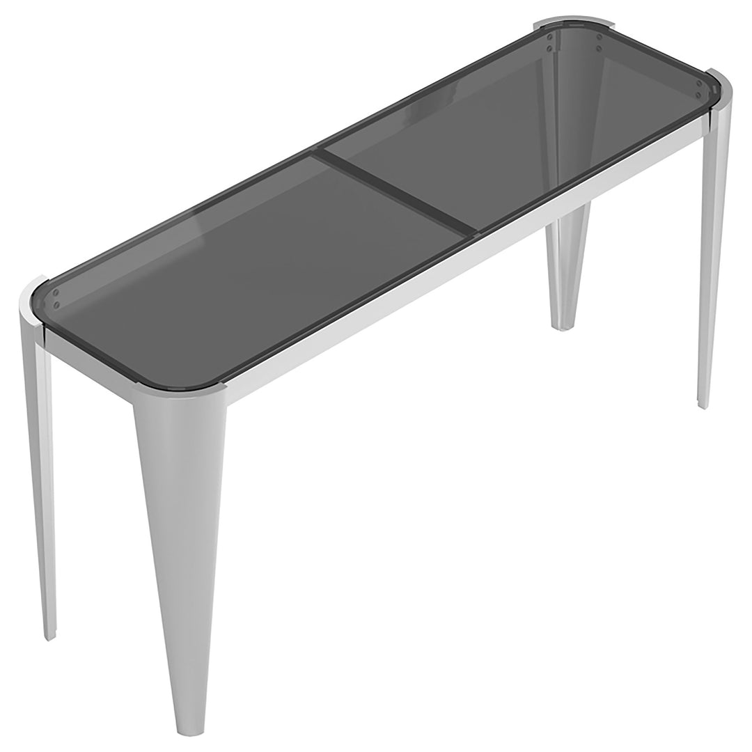 Rectangle Glass Top Sofa Table Silver and Grey