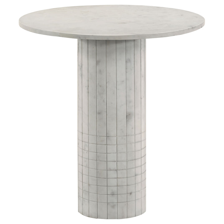 Astoria Round Genuine Marble End Table White