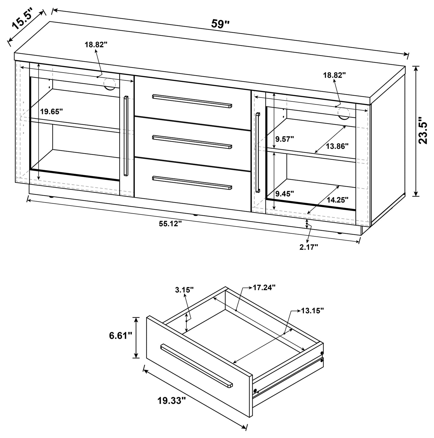 Amherst 2-door TV Console Aged Walnut