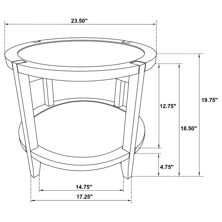 Camillo Round Solid Wood End Table with Shelf Maple Brown