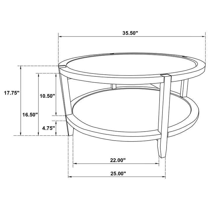 Camillo Round Solid Wood Coffee Table with Shelf Maple Brown