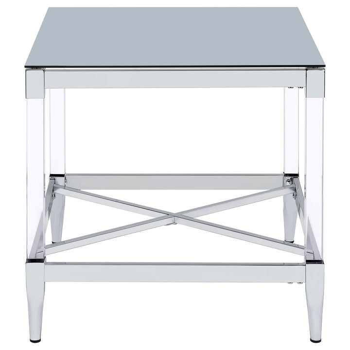 Lindley Square End Table with Acrylic Legs and Tempered Mirror Top Chrome