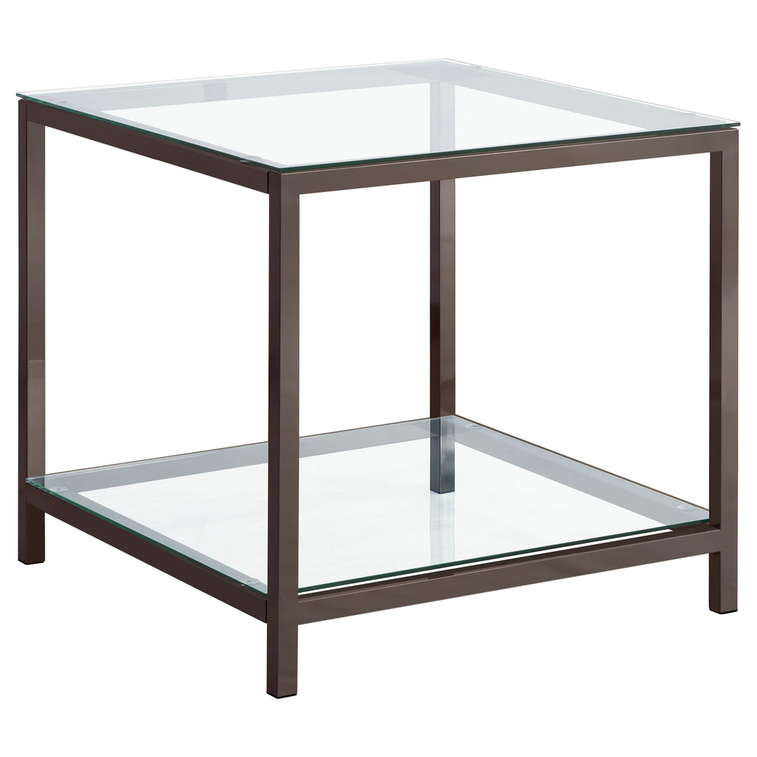 Trini End Table with Glass Shelf Black Nickel