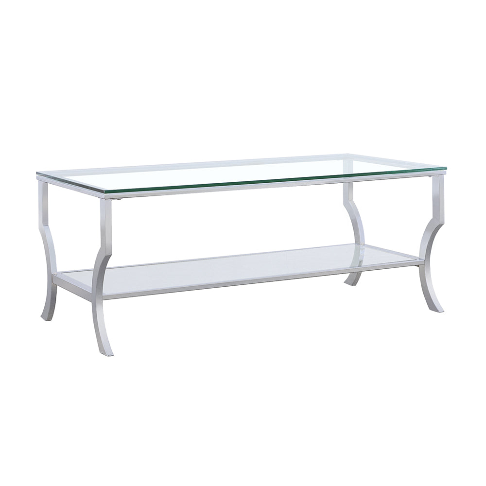 Saide Rectangular Coffee Table with Mirrored Shelf Chrome