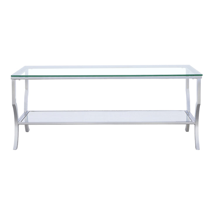 Saide Rectangular Coffee Table with Mirrored Shelf Chrome