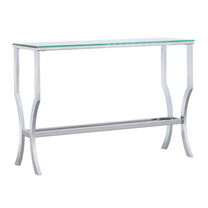 Saide Rectangular Sofa Table with Mirrored Shelf Chrome