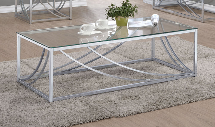 Lille Glass Top Rectangular Coffee Table Accents Chrome