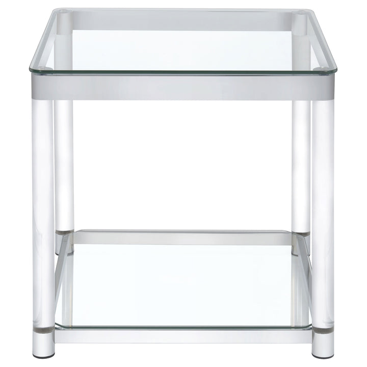 Anne End Table with Lower Shelf Chrome and Clear