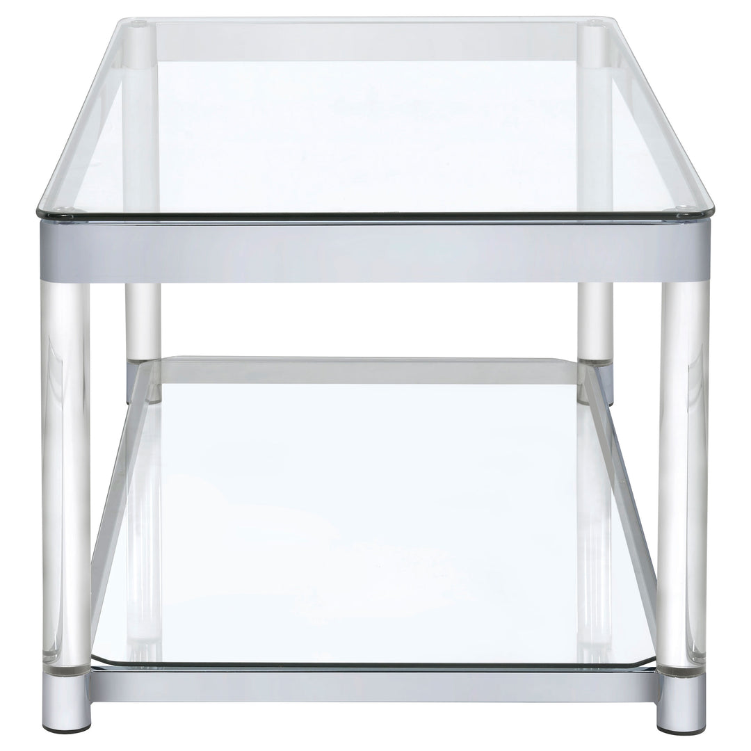 Anne Coffee Table with Lower Shelf Chrome and Clear