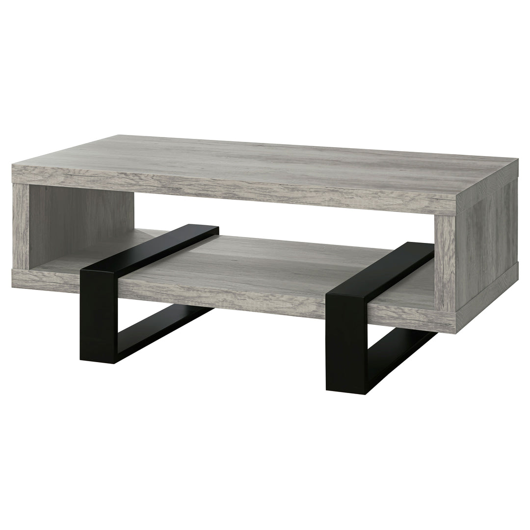 Dinard Coffee Table with Shelf Grey Driftwood