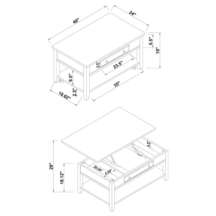 Bradford Rectangular Lift Top Coffee Table Walnut