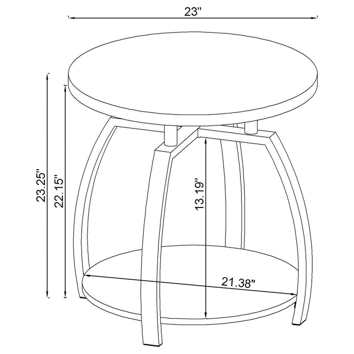 Dacre Round End Table Dark Grey and Black Nickel