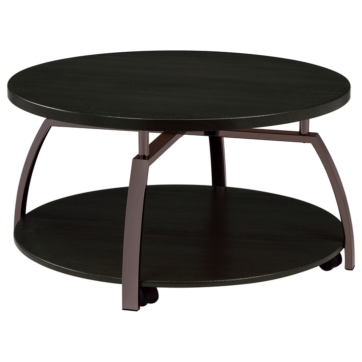 Dacre Round Coffee Table Dark Grey and Black Nickel