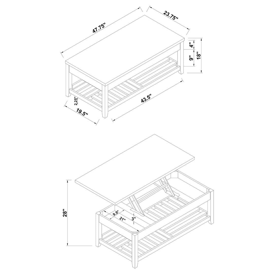 Cliffview Lift Top Coffee Table with Storage Cavities Grey