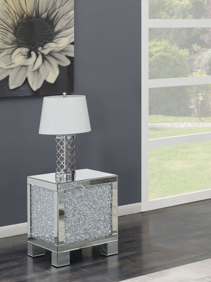 Gillian Square End Table Silver and Clear Mirror