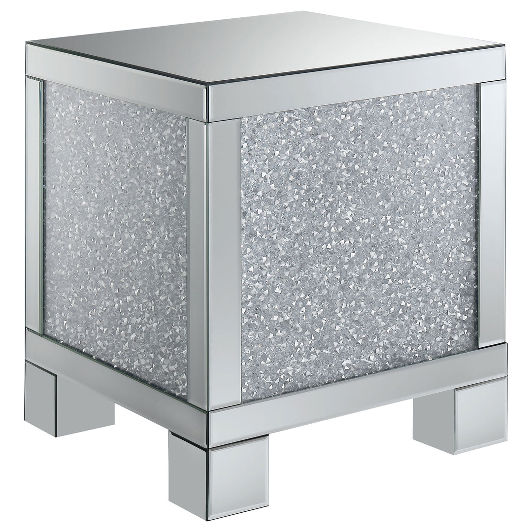 Gillian Square End Table Silver and Clear Mirror