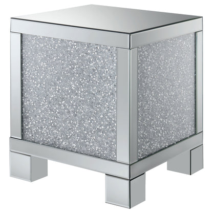 Gillian Square End Table Silver and Clear Mirror