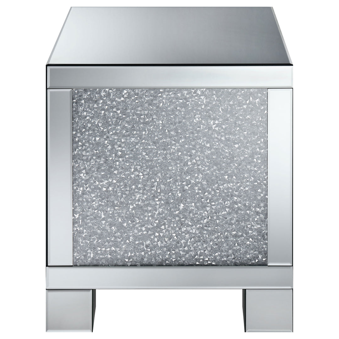 Gillian Square End Table Silver and Clear Mirror