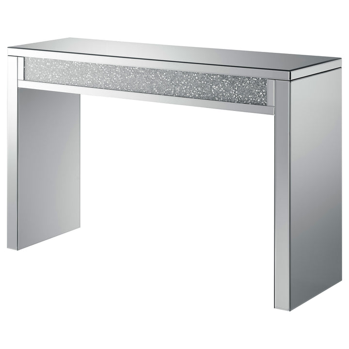 Gillian Rectangular Sofa Table Silver and Clear Mirror