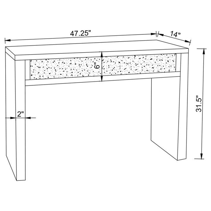 Gillian Rectangular Sofa Table Silver and Clear Mirror