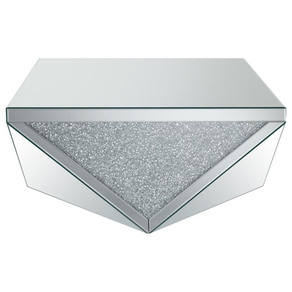 Amore Square Coffee Table with Triangle Detailing Silver and Clear Mirror