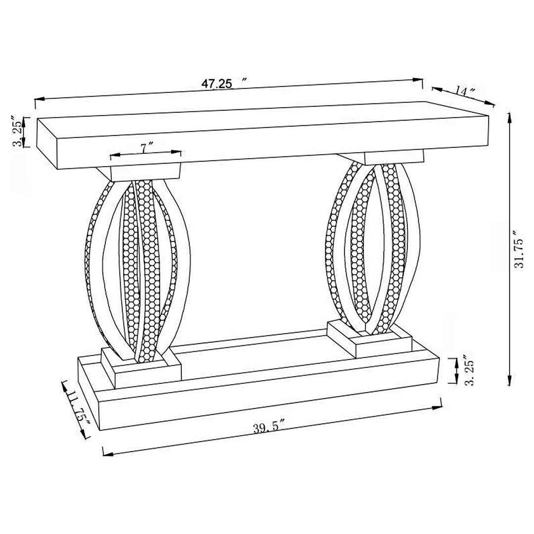 Amalia Rectangular Sofa Table with Shelf Clear Mirror