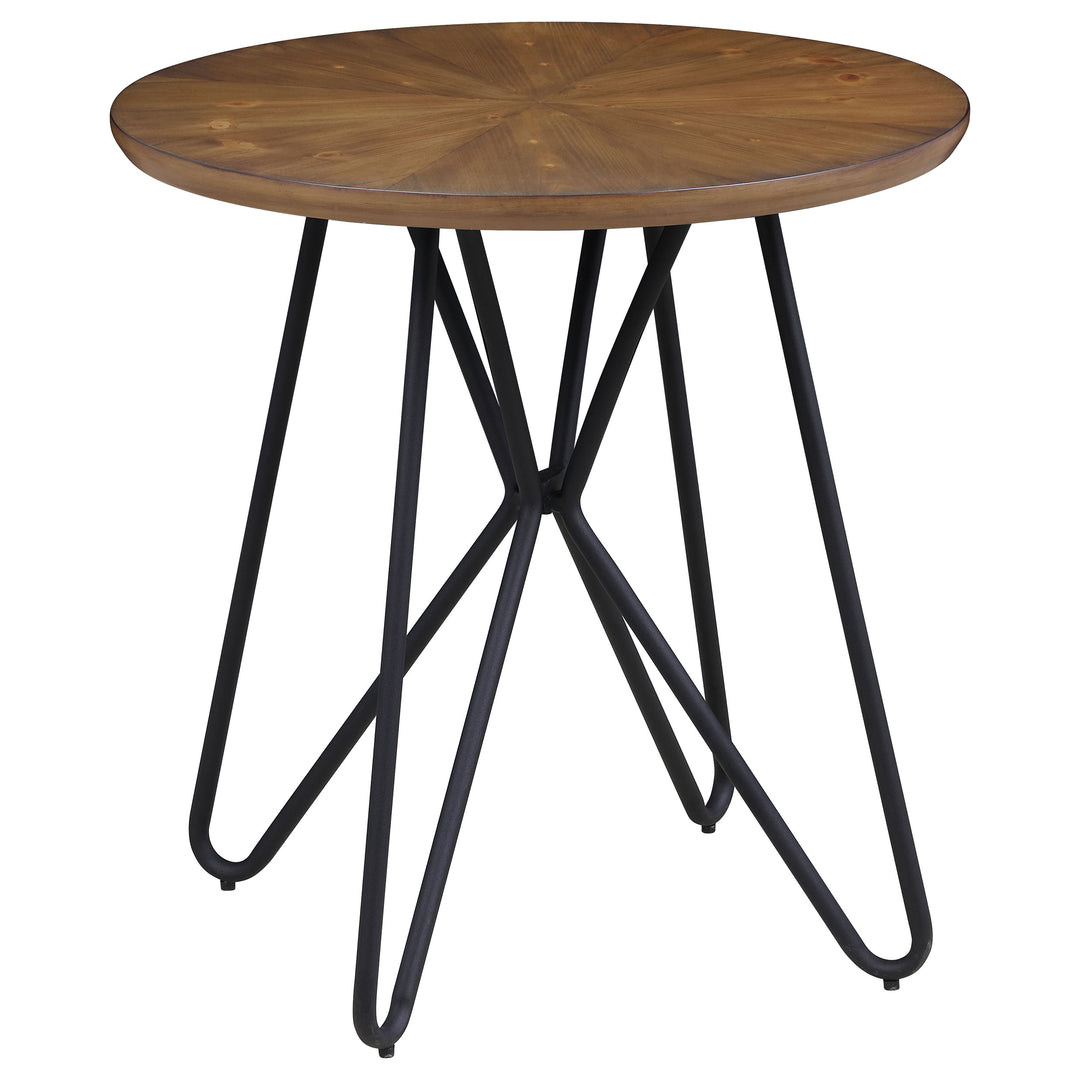 Brinnon Round End Table Dark Brown and Black