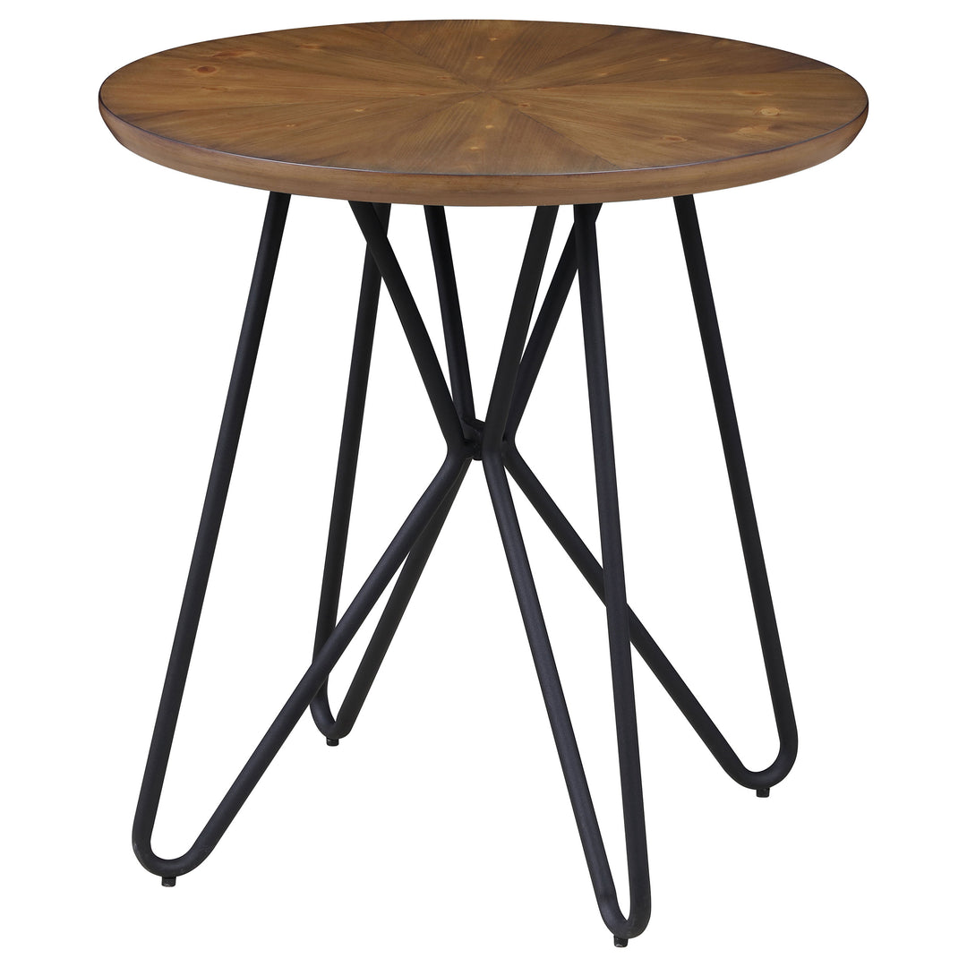 Brinnon Round End Table Dark Brown and Black