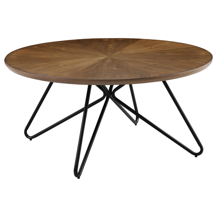 Brinnon Round Coffee Table Dark Brown and Black