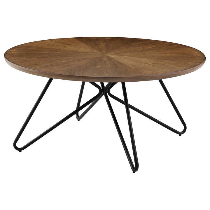 Brinnon Round Coffee Table Dark Brown and Black