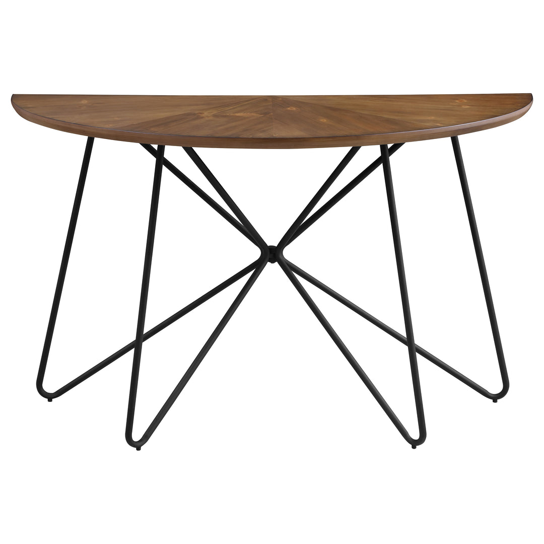 Brinnon Semicircle Sofa Table Dark Brown and Black