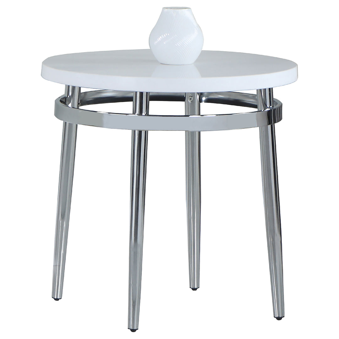 Avilla Round End Table White and Chrome