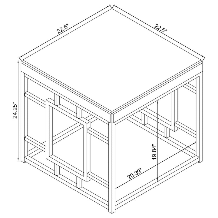 Dafina Geometric Frame Square End Table Chrome