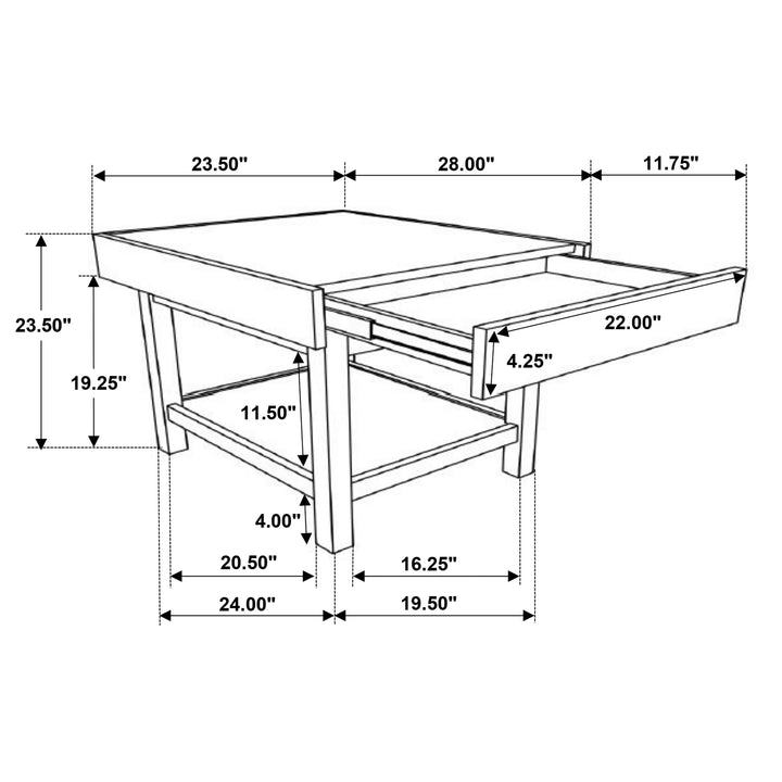 Owen Rectangle End Table with Shelf Wheat Brown