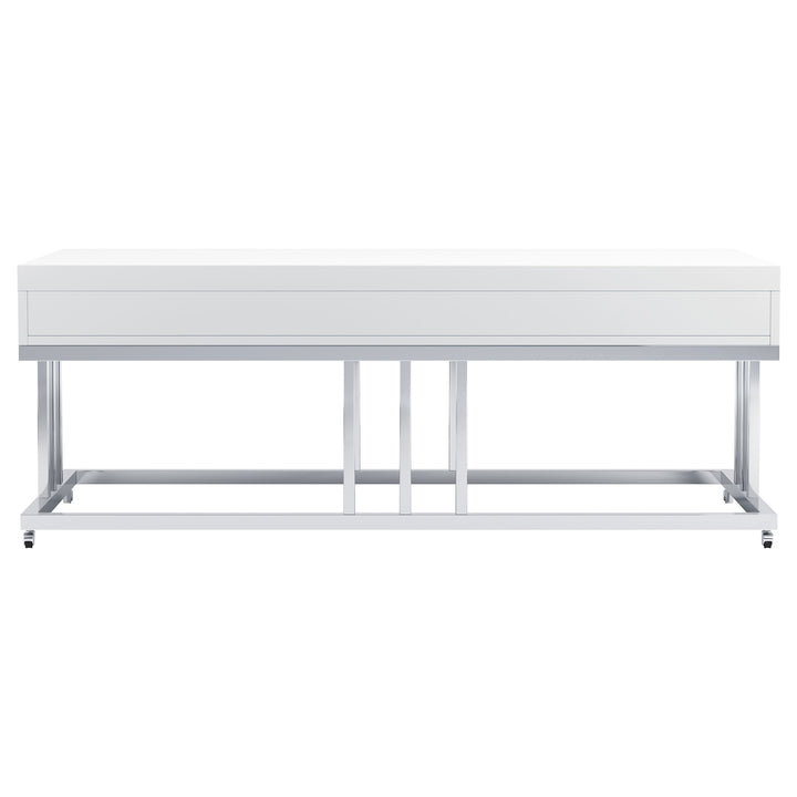 Dalya 2-drawer Rectangular Coffee Table Glossy White and Chrome