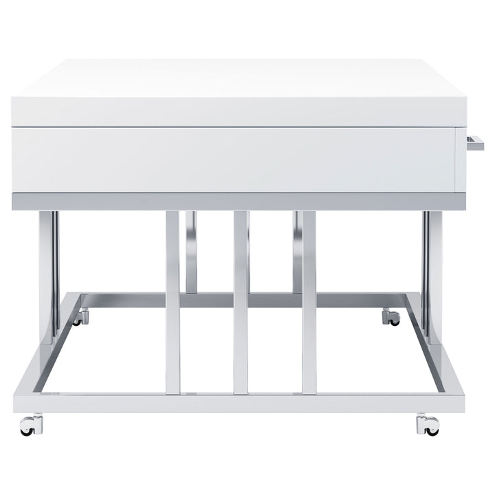 Dalya 2-drawer Rectangular Coffee Table Glossy White and Chrome