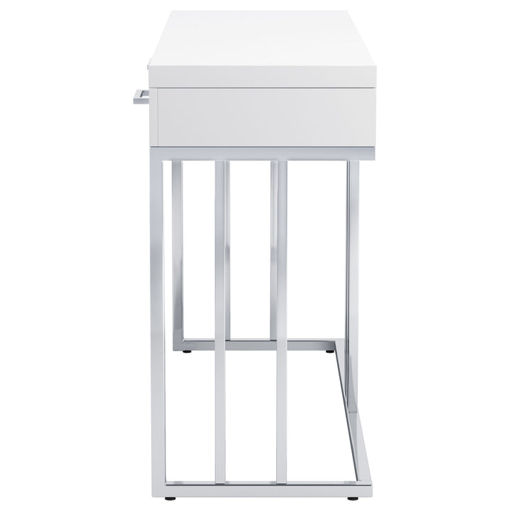 Dalya 2-drawer Rectangular Sofa Table Glossy White and Chrome