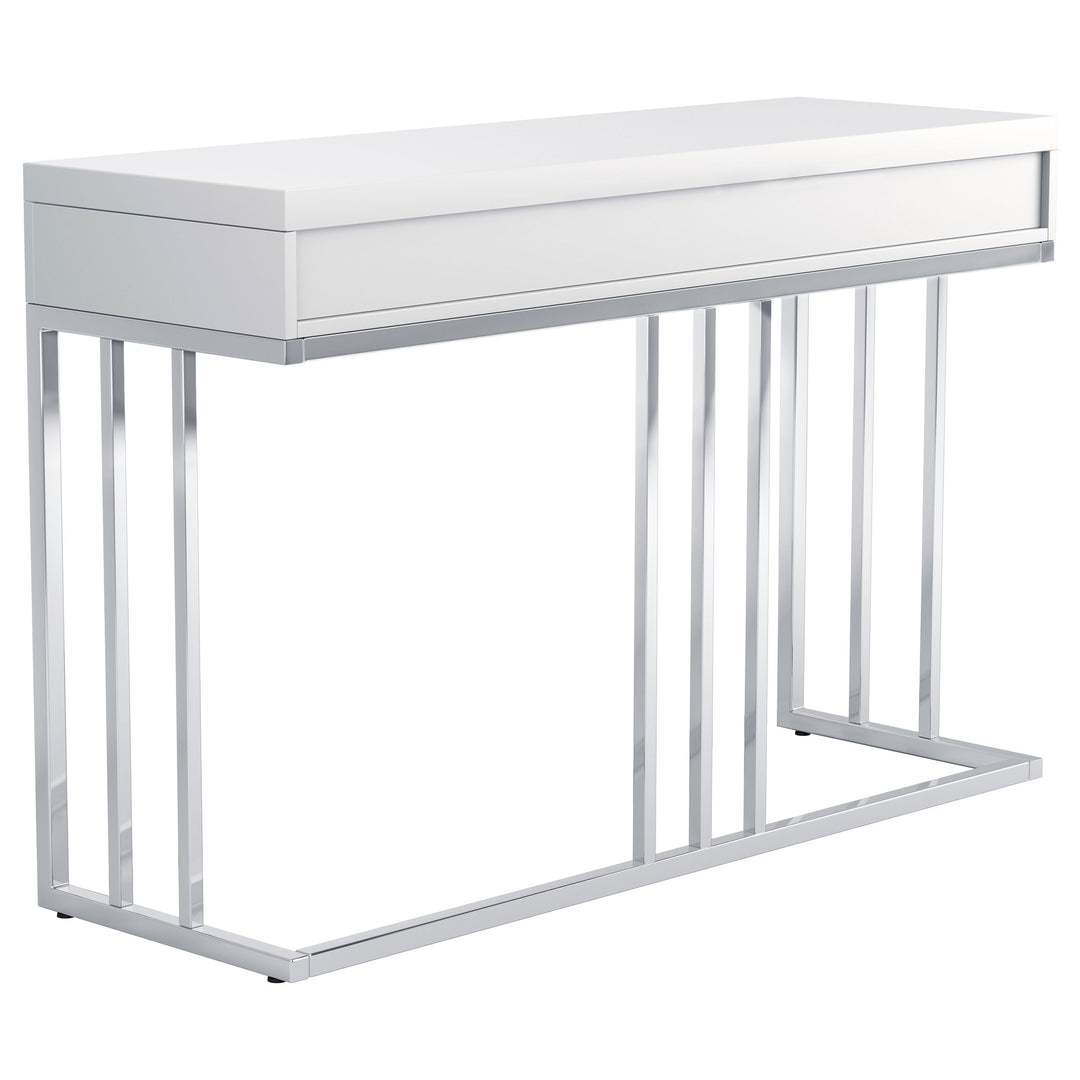 Dalya 2-drawer Rectangular Sofa Table Glossy White and Chrome